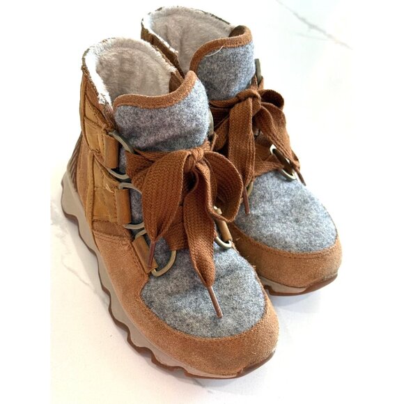 Sorel Womens Kinetic Leather Ankle Boots Fur Lining Rubber Size 5 Brown Suede - Picture 7 of 13